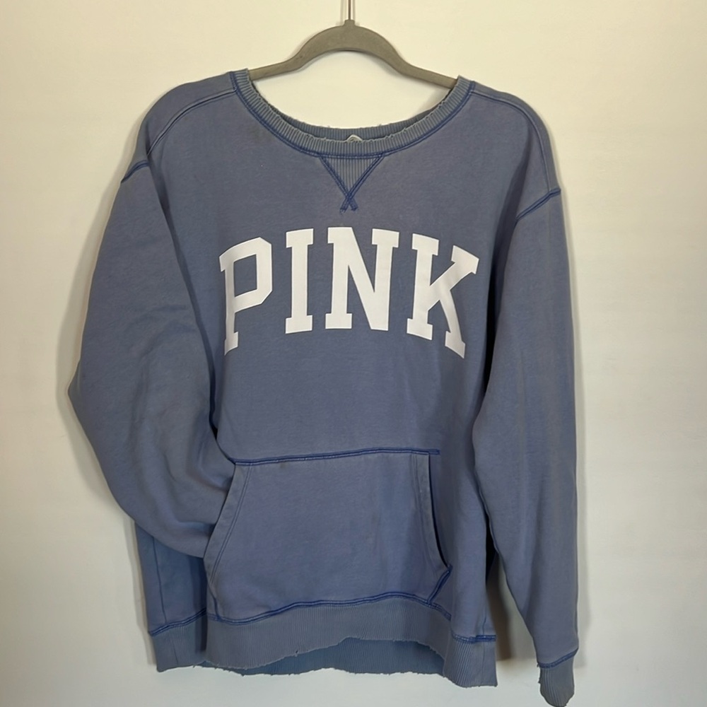 PINK blue crewneck with pocket